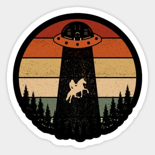 Bigfoot Ufo Abduction Sasquatch Riding A Unicorn Sticker